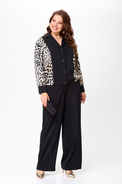 Брюки, жакет Lady Style Classic 2904 черный_с_бежевым - фото 2