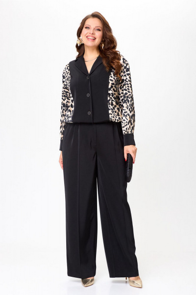 Брюки, жакет Lady Style Classic 2904 черный_с_бежевым - фото 1