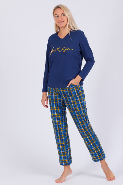 Брюки, джемпер Belarusachka С4635Х сапфир/клетка - фото 1