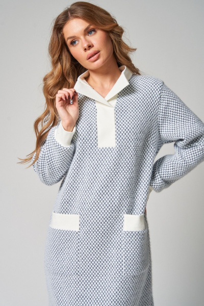 Платье Laikony L-342 шашечки_серый - фото 9