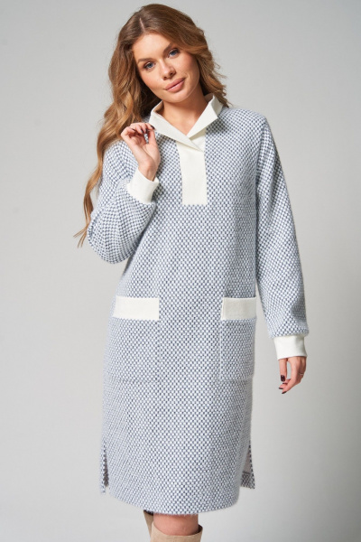 Платье Laikony L-342 шашечки_серый - фото 8