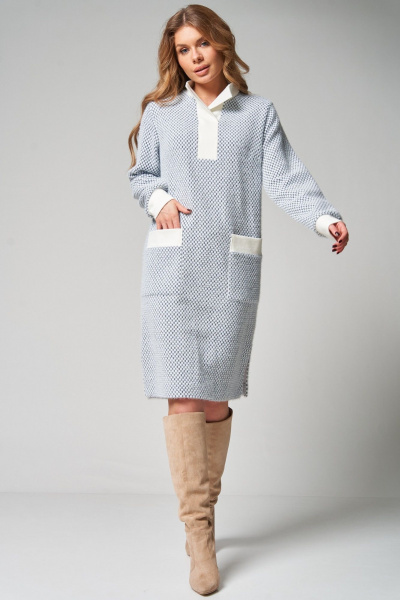 Платье Laikony L-342 шашечки_серый - фото 2