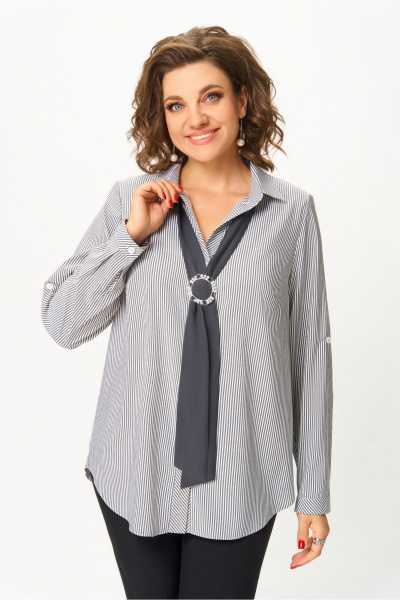 Блуза DaLi 4611 серая_полоска - фото 1
