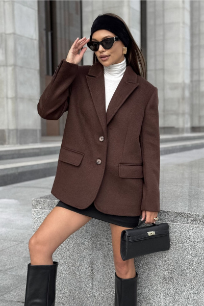Пальто, жакет DAVA 7009 шоколадный - фото 8