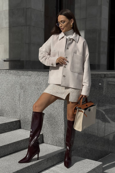 Пальто DAVA 7003 жемчужный - фото 8