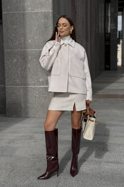 Пальто DAVA 7003 жемчужный - фото 5