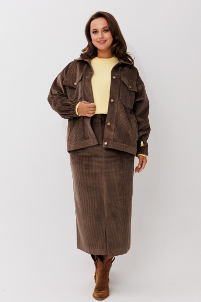 Бомбер, юбка Mislana 1245к шоколад - фото 1