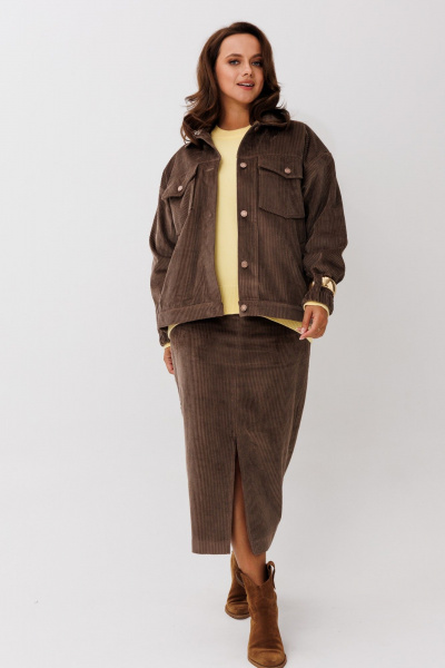 Бомбер, юбка Mislana 1245к шоколад - фото 2