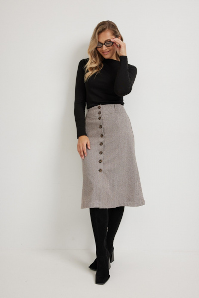 Юбка Mirolia 1263 коричневый_елочка - фото 3