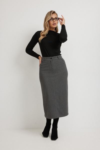 Юбка Mirolia 1271 серый_елочка - фото 1