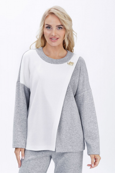 Блуза, брюки Alani Collection 2447 серый - фото 7