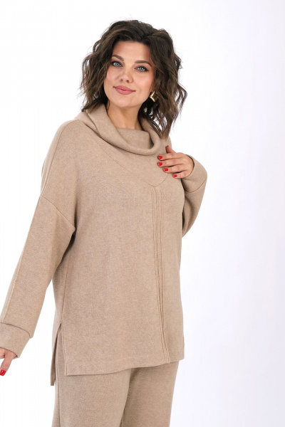 Блуза, брюки Alani Collection 2446 бежевый - фото 12