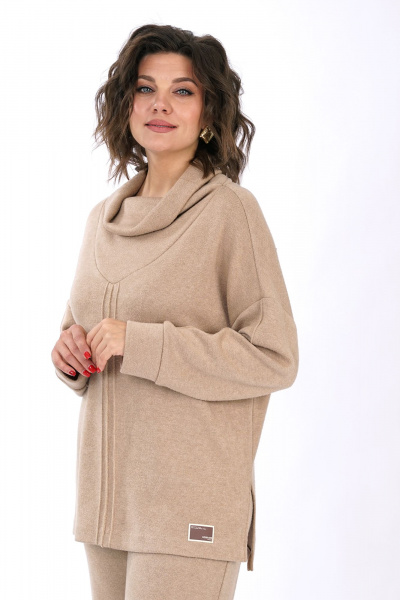 Блуза, брюки Alani Collection 2446 бежевый - фото 4