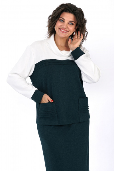 Блуза, юбка Alani Collection 2462 молоко-изумруд - фото 6