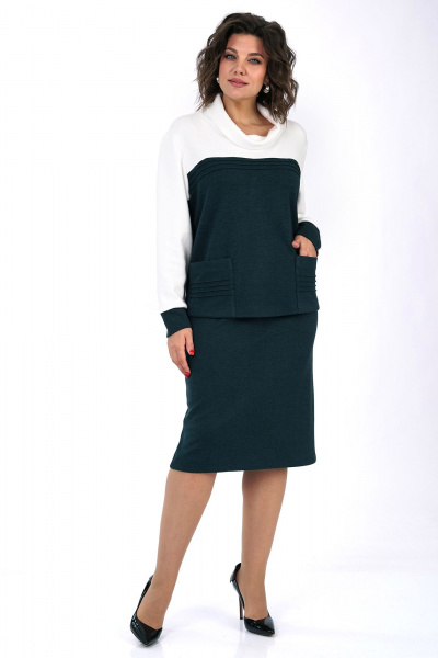 Блуза, юбка Alani Collection 2462 молоко-изумруд - фото 5