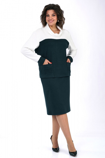 Блуза, юбка Alani Collection 2462 молоко-изумруд - фото 4