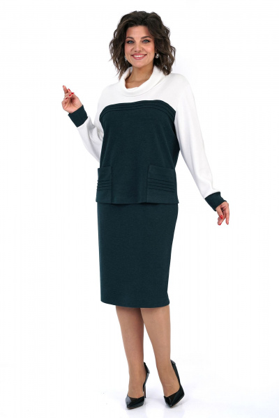 Блуза, юбка Alani Collection 2462 молоко-изумруд - фото 2