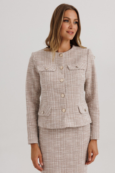 Жакет, юбка Ларс Стиль 1136 бежево-розовый - фото 3