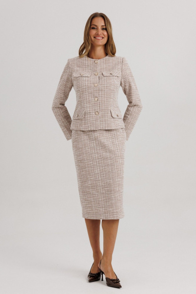 Жакет, юбка Ларс Стиль 1136 бежево-розовый - фото 1