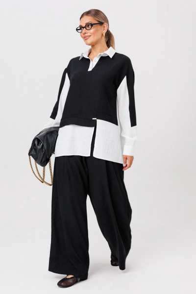 Блуза, брюки Anastasia 1242.2 черно-белый - фото 1