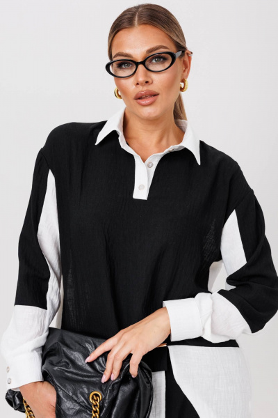 Блуза, брюки Anastasia 1242.2 черно-белый - фото 4