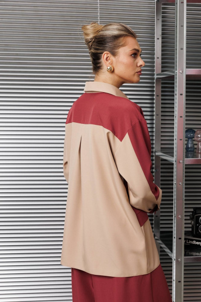 Блуза, брюки Anastasia 1242.2 бордово-бежевый - фото 4