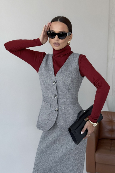 Жилет, юбка DAVA 2238 серый - фото 8