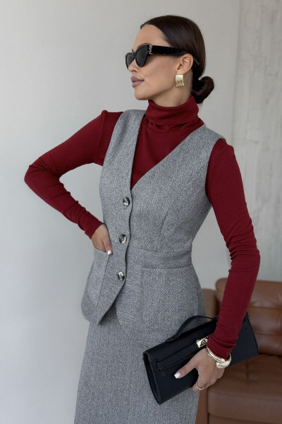 Жилет, юбка DAVA 2238 серый - фото 7