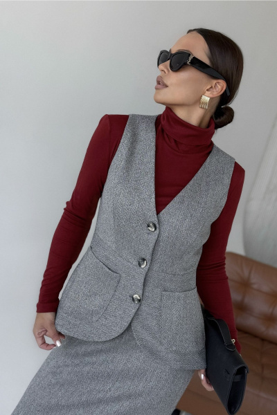 Жилет, юбка DAVA 2238 серый - фото 6