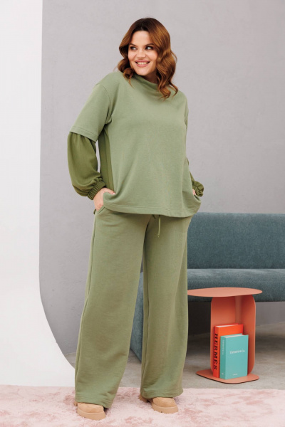 Брюки, джемпер Anastasia 1191.1 олива - фото 2
