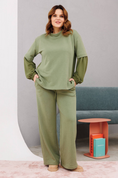 Брюки, джемпер Anastasia 1191.1 олива - фото 1