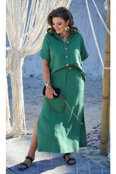 Блуза, юбка Vittoria Queen 24343 зеленый - фото 2