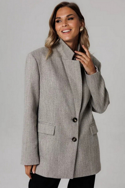 Жакет Laikony L-363 серо-бежевый - фото 5