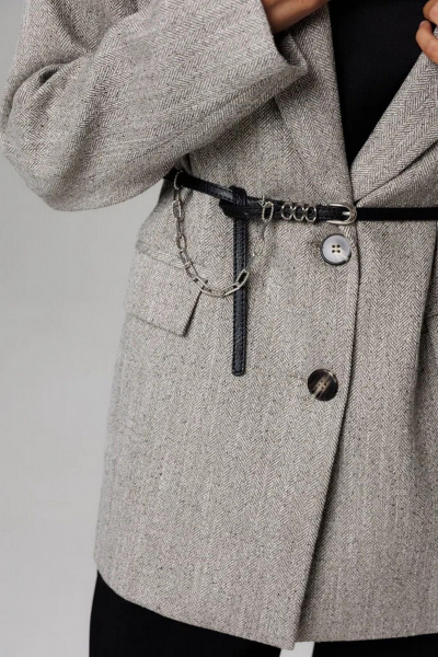 Жакет Laikony L-363 серо-бежевый - фото 4