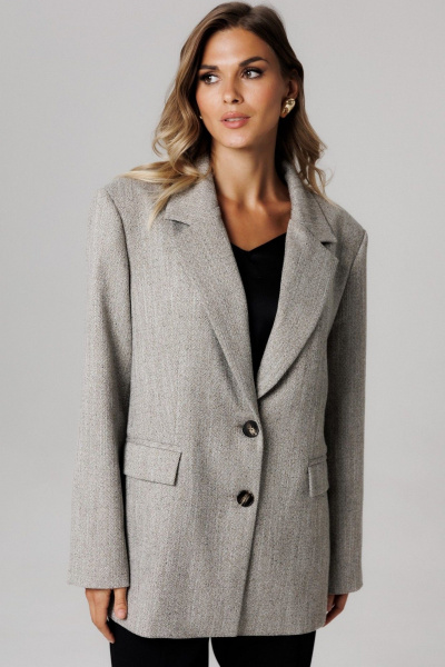 Жакет Laikony L-363 серо-бежевый - фото 3