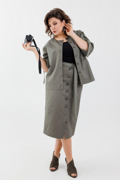 Жакет, топ, юбка Anelli 1133 мох - фото 4