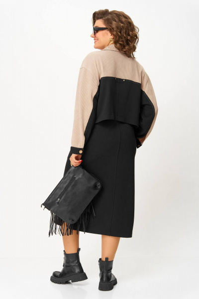 Жакет, платье Karina deLux M-1397 черно-бежевый - фото 4