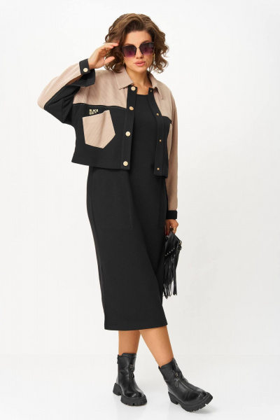 Жакет, платье Karina deLux M-1397 черно-бежевый - фото 2