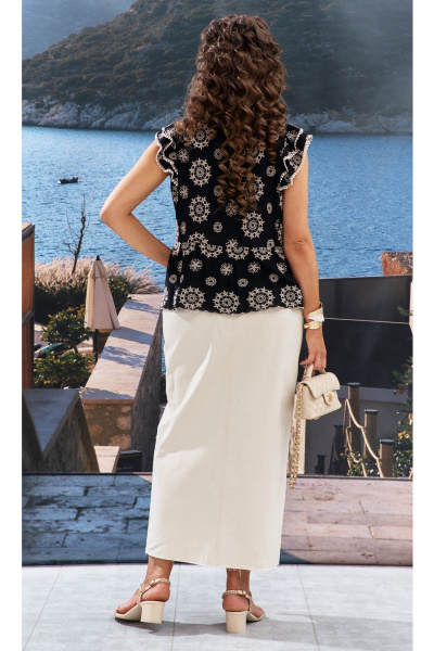 Блуза, брюки Vittoria Queen 25693 бежево-черный - фото 3