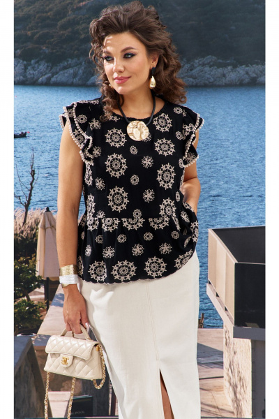 Блуза, брюки Vittoria Queen 25693 бежево-черный - фото 2