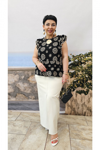 Блуза, брюки Vittoria Queen 25693 бежево-черный - фото 4