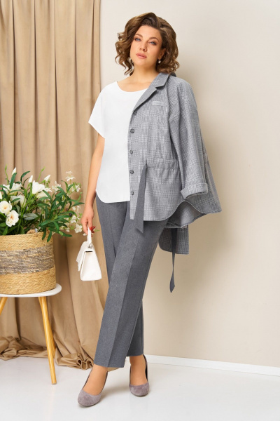 Блуза, брюки, жакет VOLNA 1441 серый - фото 2