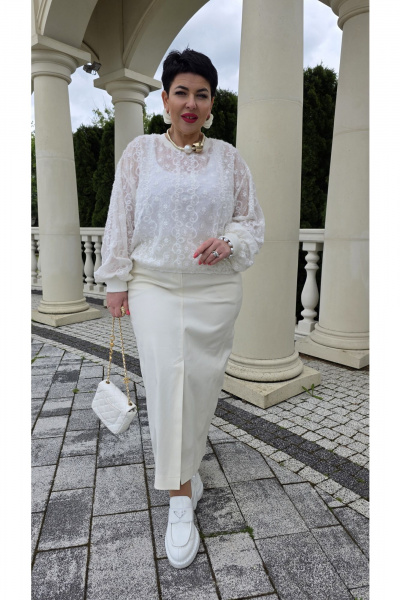 Блуза, юбка Vittoria Queen 26023 молочно-кремовый - фото 5