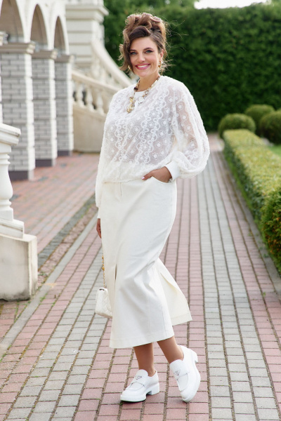 Блуза, юбка Vittoria Queen 26023 молочно-кремовый - фото 1