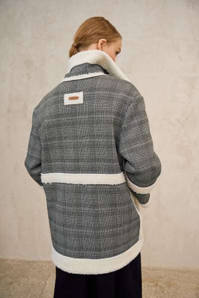 Полупальто Lokka 1725 серый/белый/клетка - фото 5