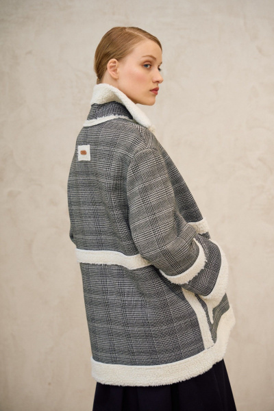 Полупальто Lokka 1725 серый/белый/клетка - фото 4
