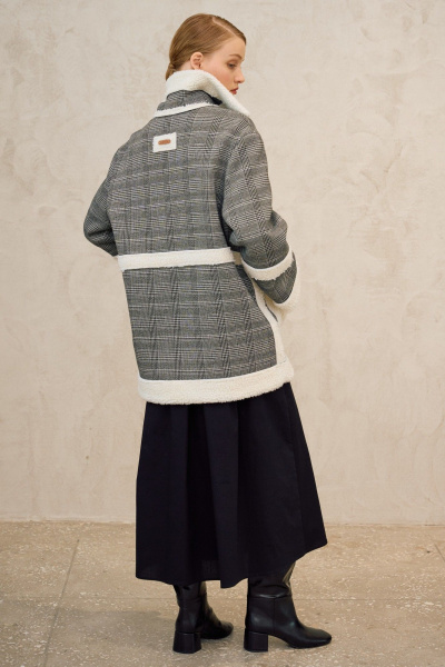 Полупальто Lokka 1725 серый/белый/клетка - фото 3