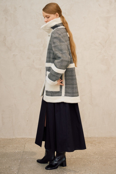 Полупальто Lokka 1725 серый/белый/клетка - фото 2