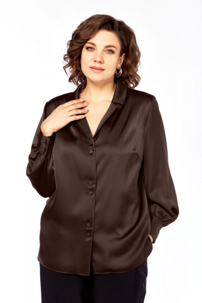 Блуза Элль-стиль 2404/4а шоколад - фото 2