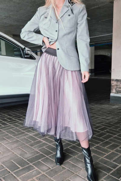 Юбка Shymoda 448-25 черный+розовый - фото 2